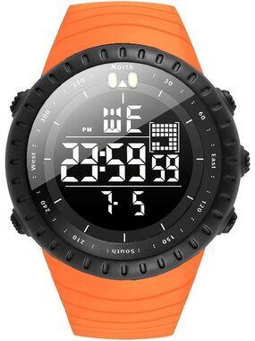 Men's Orange Analog Quartz Sports Outdoor Waterproof Military LED Digital Watch
